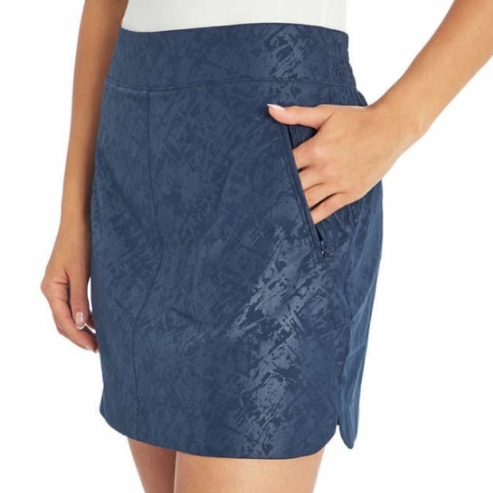 ORVIS Activewear Travel Skort Skirt Shattered Glass Print Sz M‎ Navy Blue #14H
